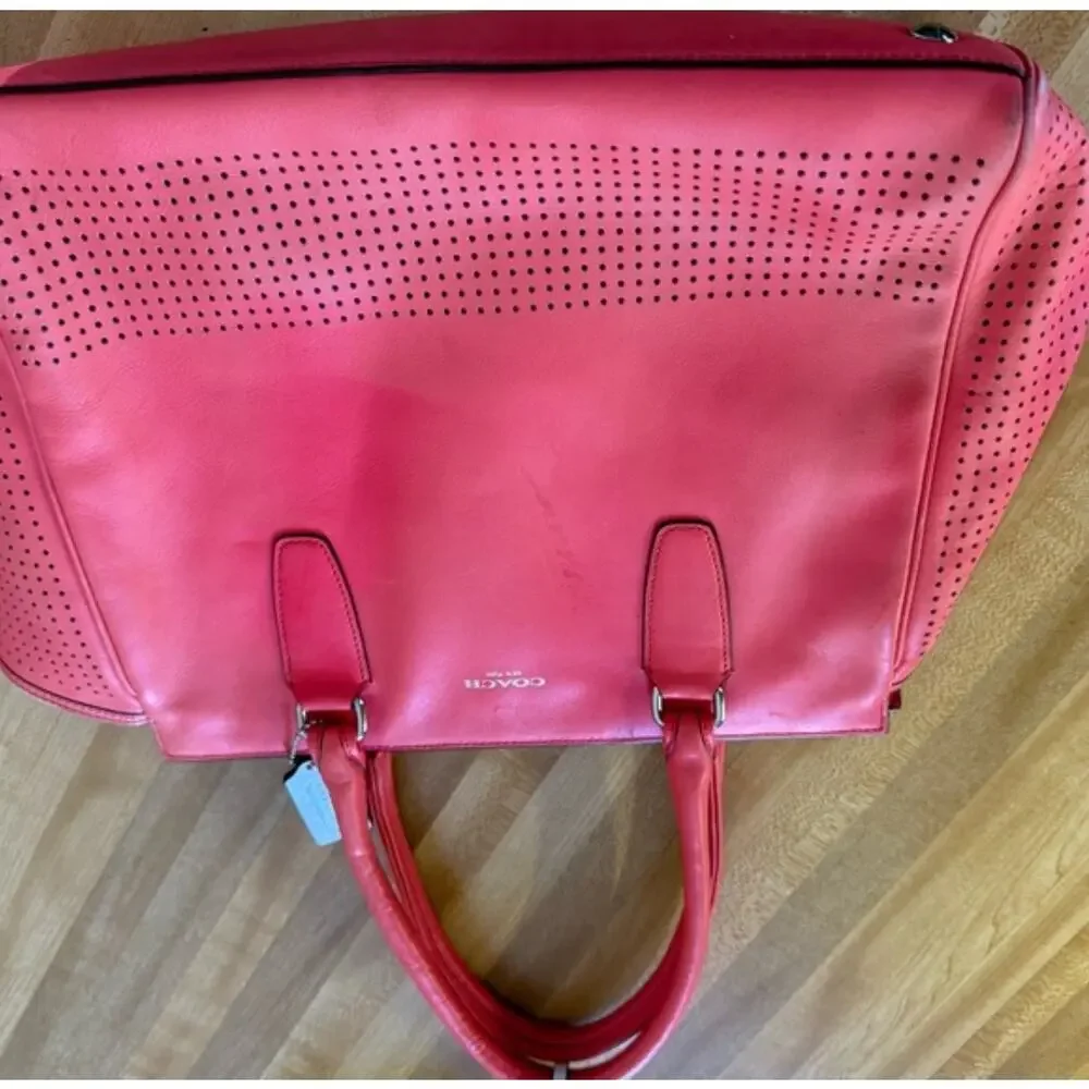 Coach Legacy Perforated Leather Candace Carryall Satchel Tassels Quiet Luxury